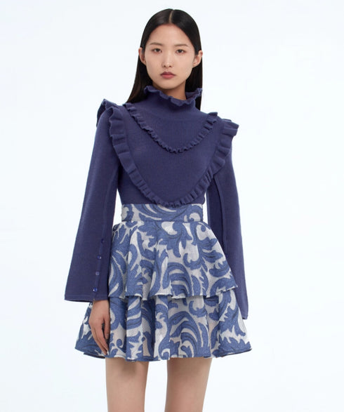 Ruffle Shoulder Knit Top